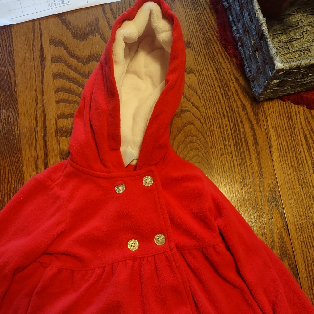 Carter's Toddler Girls, 18 Months, Double Breasted Hooded Red Jacket